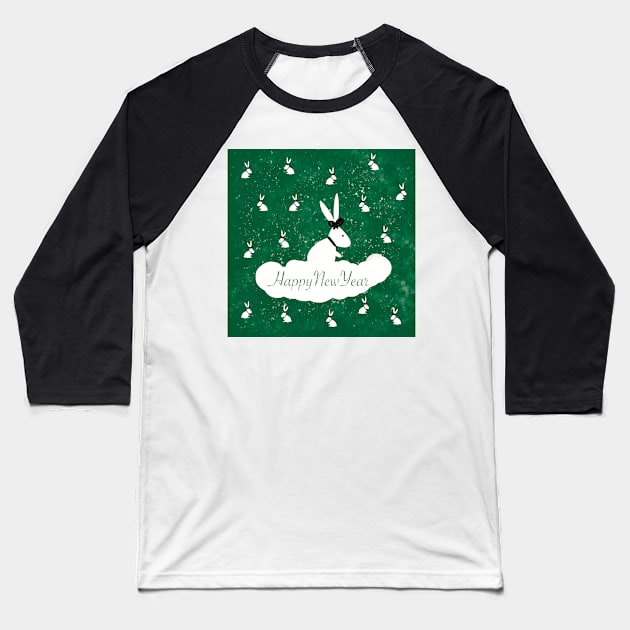 White rabbit Baseball T-Shirt by Xatutik-Art